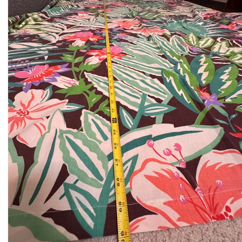 Vintage Tropical Floral Tablecloth 19 Napkins Set Palm Hibiscus Tiki Luau MCM